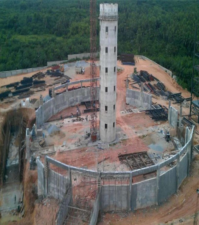 Concrete tank structure under construction